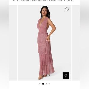 NWT Bebe tiered ruffle plunge neckline maxi dress